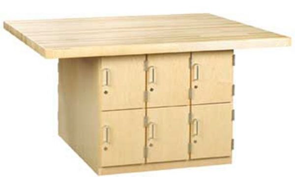 Picture of Bench, 4-Station, Wood Top 12 Door, w/Vises