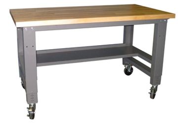 Picture of Bench, Adj Ht, Gray 24"Dx60W"x24-34"H, Maple Top