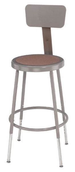 Picture of Stool, Steel, w/Back and Adjustable Leg 19"-26-1/2", Gray