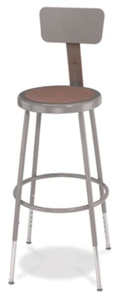 Picture of Stool, Steel, w/Back and Adjustable Leg 25"-32-1/2", Gray