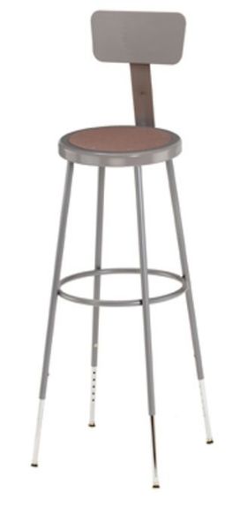Picture of Stool, Steel, w/Back and Adjustable Leg 31-1/2"-38-1/2", Gray