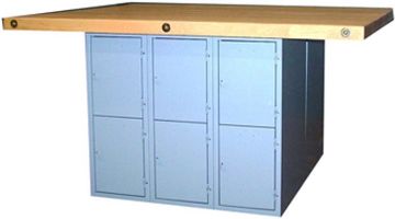 Picture of Bench, 4-Station, Wood Top 12 Lockers, w/o Vises, 33-1/4"