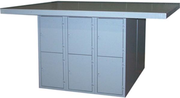 Picture of Bench, 4-Station, Steel Top, Gray 12 Locker, w/o Vises, 33"H
