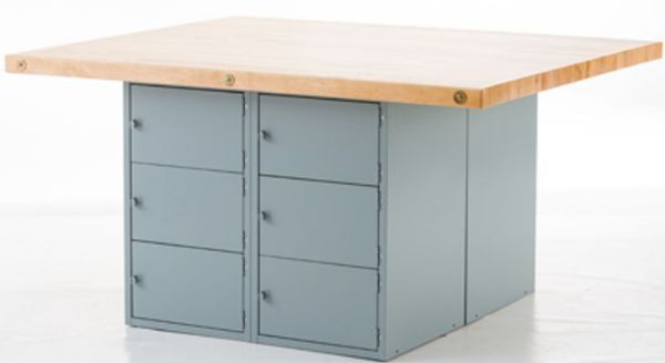 Picture of Bench, 4-Station, Wood Top 12 Lockers, w/o Vises, 33-1/4"