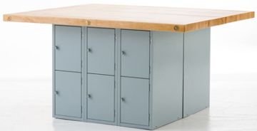 Picture of Bench, 4-Station, Wood Top 12 Lockers, W/4 Vises, 33-1/4"