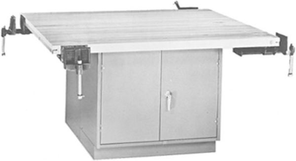 Picture of Bench, 4-Station, Wood Top 4 Door, w/4 Vises, 33-1/4"H