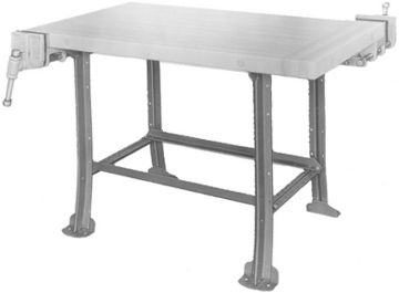 Picture of Bench, Open Base, Gray, 2-Station, Wood Top w/o Vises