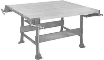 Picture of Bench, Open Base, Gray, 2-Station, Wood Top w/2 Vises