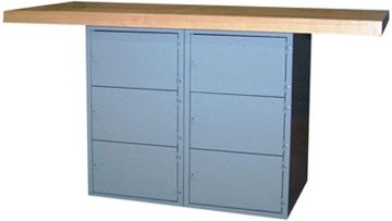Picture of Bench, 2-Station, Wood Top 6 Locker, w/o Vises, 33-1/4"H