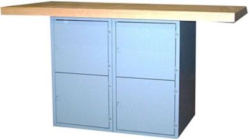 Picture of Bench, 2-Station, Wood Top 4 Locker, w/o Vises, 33-1/4"H