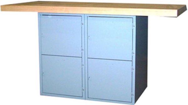 Picture of Bench, 2-Station, Wood Top 4 Locker, w/o Vises, 33-1/4"H