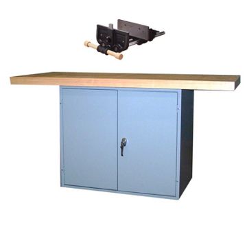 Picture of Bench, 2-Station, Wood Top 2 Door, w/2 Vises, 33-1/4"H