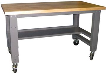 Picture of Bench, Adj Ht, Gray 30D"x72W"x24-34"H, Maple top