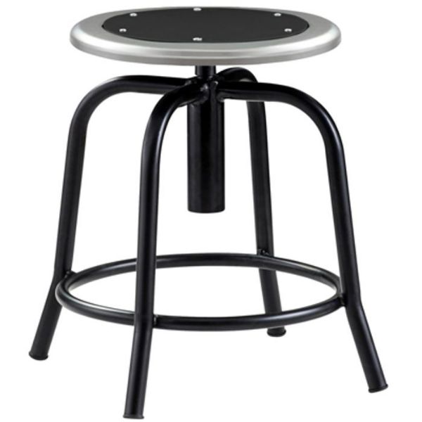 Picture of Stool, Steel, Adjustable Height, 18"-25" Black Leg, Black Seat