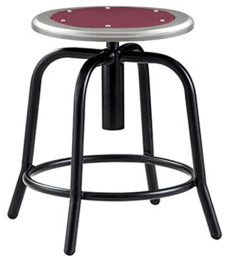 Picture of Stool, Steel, Adjustable Height, 18"-25" Black Leg, Burgundy Seat