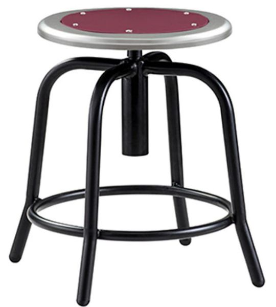 Picture of Stool, Steel, Adjustable Height, 18"-25" Black Leg, Burgundy Seat