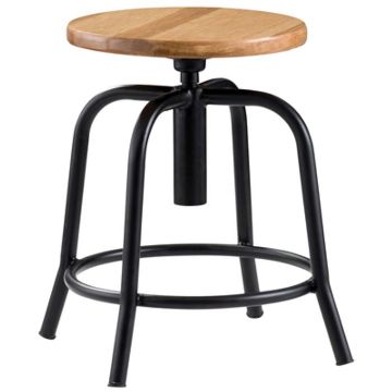Picture of Stool, Steel, Adjustable Height, 18"-25" Black Leg, Hardwood Seat