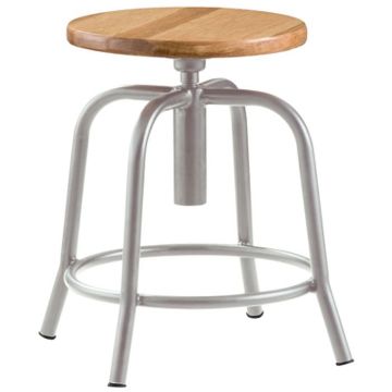 Picture of Stool, Steel, Adjustable Height, 18"-25" Gray, Hardwood Seat