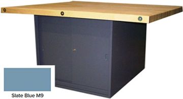 Picture of Bench, 4-Station, Wood Top, 33-1/4" Slate Blue, Slide Dr, w/o Vise