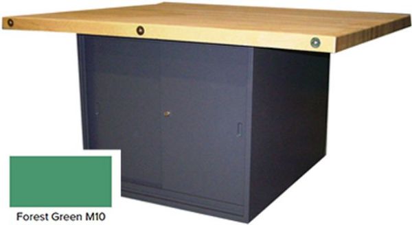 Picture of Bench, 4-Station, Wood Top, 33-1/4" Base: FGreen Slide Dr,w/o Vise