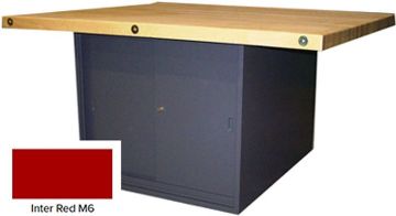 Picture of Bench, 4-Station, Wood Top, 33-1/4" Base: Red Slide Door, w/o Vise