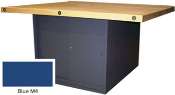 Picture of Bench, 4-Station, Wood Top, 33-1/4" Blue M4, Slide Dr, w/o Vise
