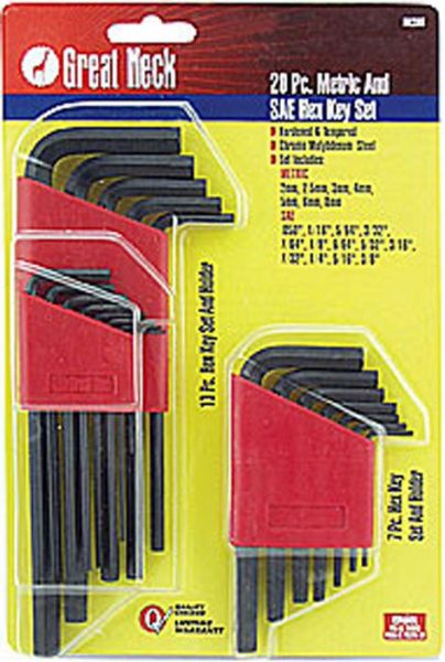 Picture of Hex Key Set, SAE & Metric 20 Piece Set