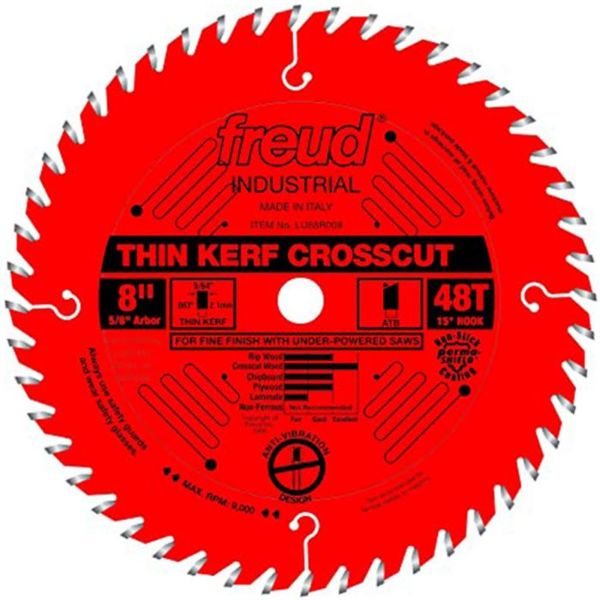 Picture of Blade, Circular Saw, Crosscut, Carbide, Thin Kerf 8"x5/8"x48T