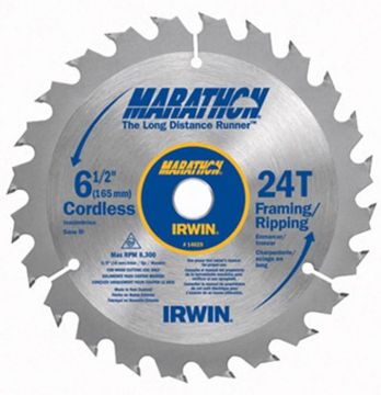Picture of Blade, Circular Saw, f/Cordless Saws, Carbide 6-1/2"x5/8"x24T