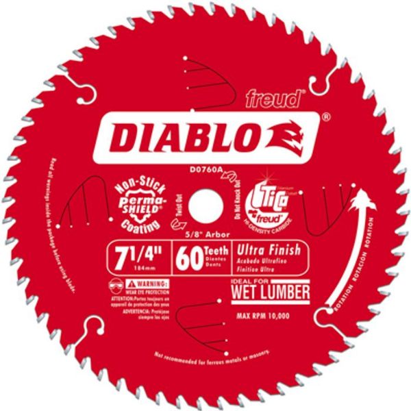 Picture of Blade, Circular Saw, Smooth Finish, Carbide 7-1/4"x5/8"x60T