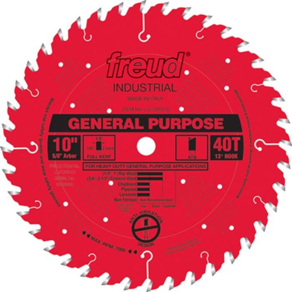 Picture of Blade, Circular Saw, General, Carbide, Full Kerf 10"x5/8"x40T
