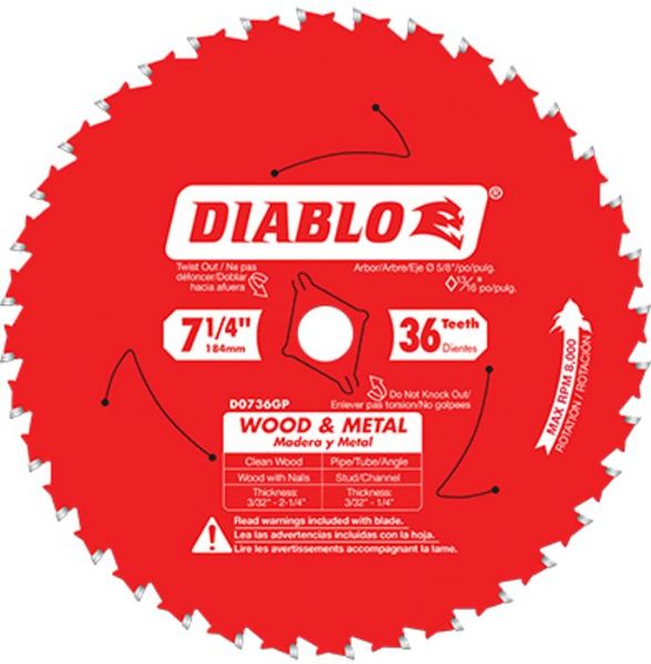 Picture of Blade, Circular Saw, Multi Purpose, Carbide 7-1/4"x5/8"x36T