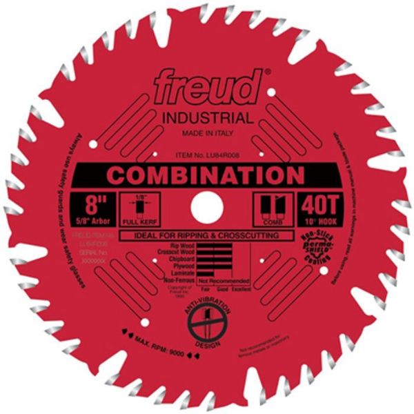 Picture of Blade, Circular Saw, Rip-Cross, Carbide, Full Kerf 8"x5/8"x40T