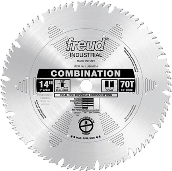 Picture of Blade, Circular Saw, Rip-Cross, Carbide, Full Kerf 14"x1"x70T