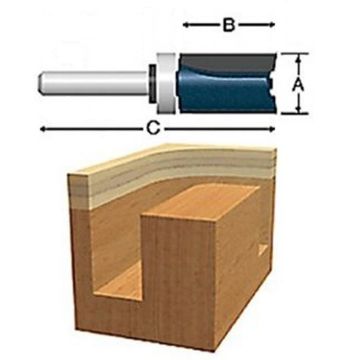 Picture of Router Bit, Carbide Tip, Straight, Top Bearing 1/2"D, 1/4" Shank