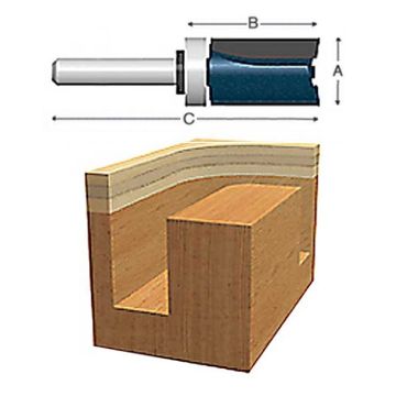 Picture of Router Bit, Carbide Tip, Straight, Top Bearing 5/8"D, 1/4" Shank
