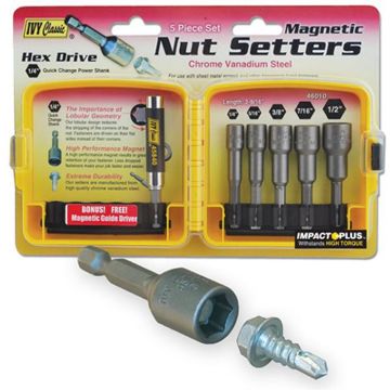 Picture of Driver, Nut Setter, Hex Drive, Magnetic, 5 pc 1/4" to 1/2", w/Driver