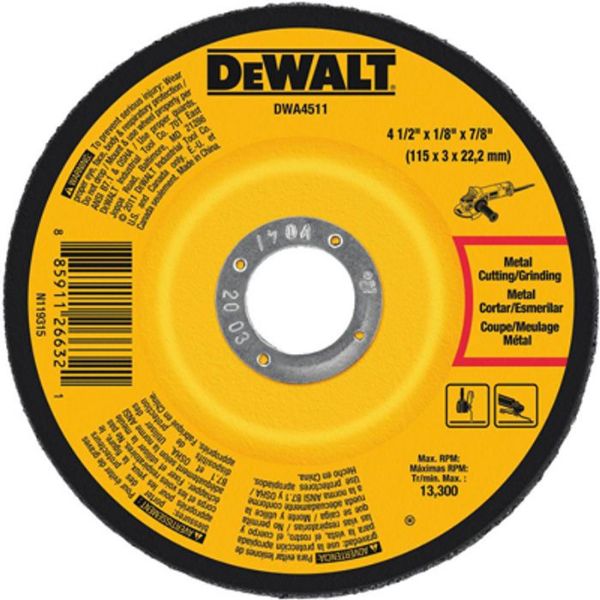 Picture of Wheel, Grinding, Metal Cut, 24 Grit w/o Hub 4-1/2"Dx1/8"T, Type 27, 7/8"Ar