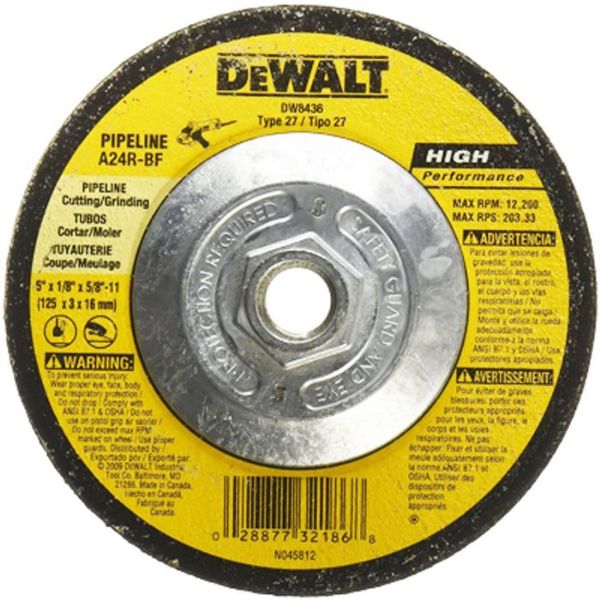 Picture of Wheel, Grinding, Metal Cut, 24 Grit w/Hub 5"Dx1/8"T, Type 27, 5/8"-11