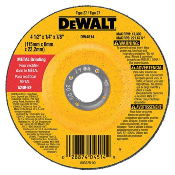 Picture of Wheel, Grinding, Metal Cut, 24 Grit w/Hub 5"Dx1/4"T, Type 27, 5/8"-11