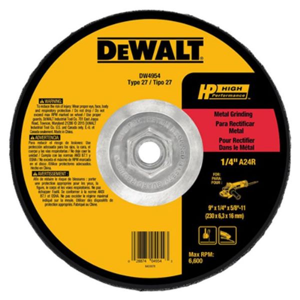 Picture of Wheel, Grinding, Metal Cut, 24 Grit w/Hub 9"Dx1/4"T, Type 27, 5/8-11