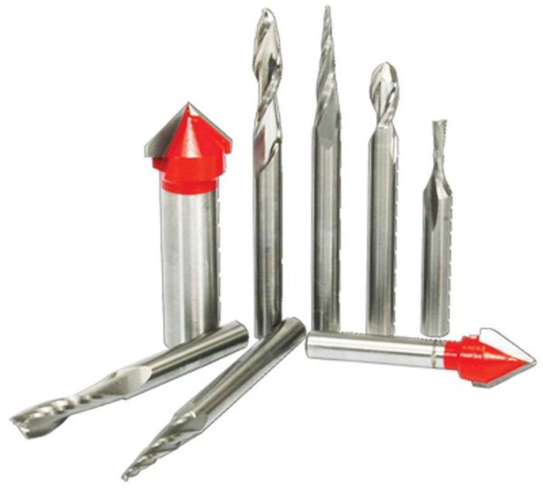 Picture of Router Bit, Carbide Tip, CNC, Signmaking, 8pc 1/4" Shank