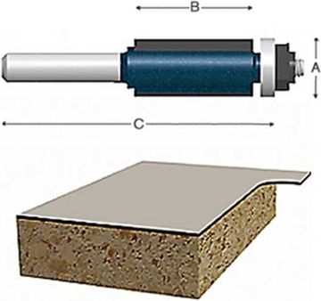 Picture of Router Bit, Carbide Tip, Laminate Flush Trim 3/8"D, 1/4" Shank, 2 Flute