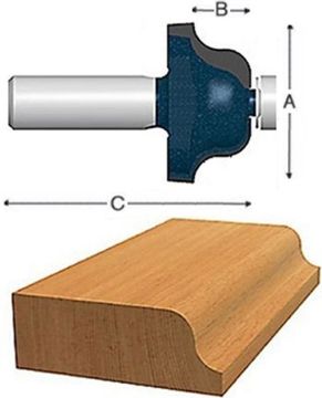 Picture of Router Bit, Carbide Tip, Roman Ogee 1-3/8"D, 1/4" Shank, 3/4" Flut