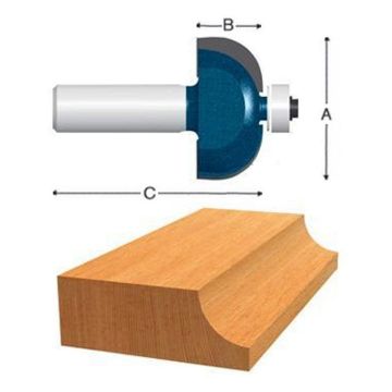 Picture of Router Bit, Carbide Tip, Cove 1-1/2"D, 1/4" Shank, 1/2" Rad