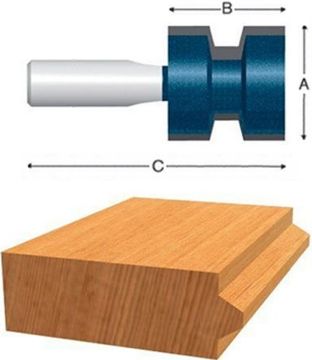 Picture of Router Bit, Carbide Tip, Wedge 1-1/4"D, 1/2" Shank