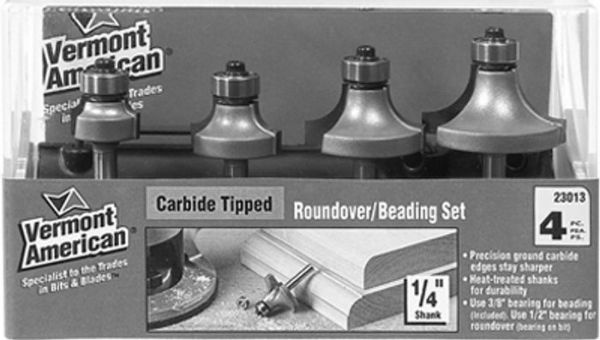 Picture of Router Bit, Carbide, Roundover, Beading , 4pc 1/4" Shank