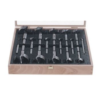 Picture of Drill Bit, Forstner, HSS, 16pc, w/Wooden Case 1/4"-2-1/8"x8ths, 3/8" Shank