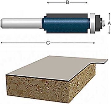 Picture of Router Bit, Carbide Tip, Laminate Flush Trim 1/2"D, 1/4" Shank, 2 Flute