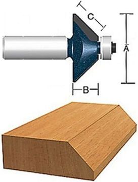 Picture of Router Bit, Carbide Tip, Chamfer 1-1/2"D, 1/2" Shank, 45° Bevel